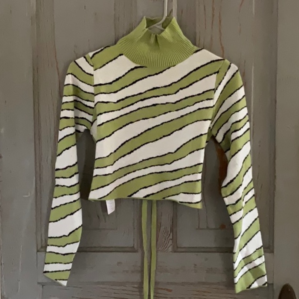Nasty Gal Green Zebra Print top